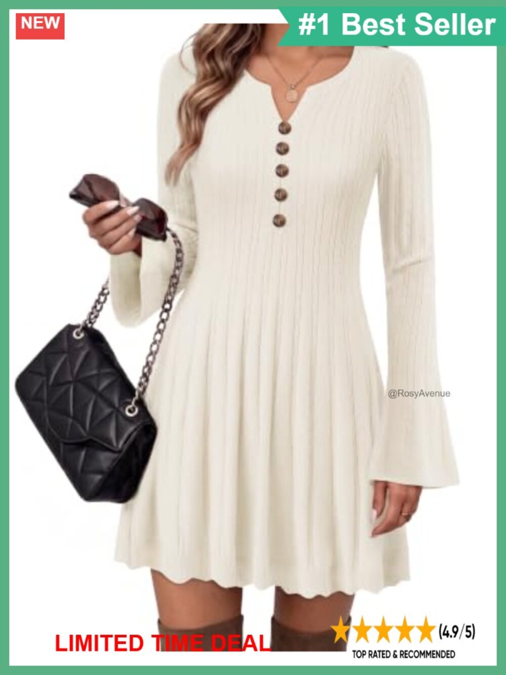 Gaharu Women's Mini Sweater Dress Long Sleeve Knit Babydoll Fall Dress